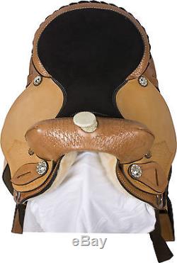 USED 15 ROUND SKIRT LEATHER WESTERN BARREL RACER PLEASURE HORSE SADDLE TACK SET