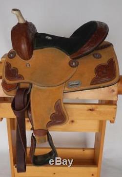 USED Youth Saddle Med Oil Suede All Rough out Show Trim Double T 13