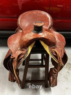 Unbranded Horse Saddle Western Leather Racing Saddle 16 Seat and 8 Gullet