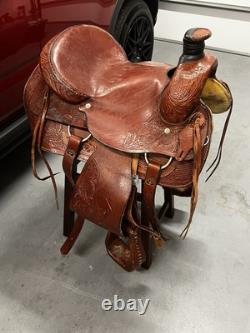 Unbranded Horse Saddle Western Leather Racing Saddle 16 Seat and 8 Gullet