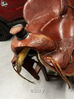 Unbranded Horse Saddle Western Leather Racing Saddle 16 Seat and 8 Gullet
