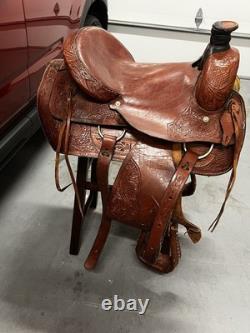 Unbranded Horse Saddle Western Leather Racing Saddle 16 Seat and 8 Gullet