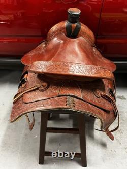 Unbranded Horse Saddle Western Leather Racing Saddle 16 Seat and 8 Gullet