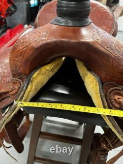 Unbranded Horse Saddle Western Leather Racing Saddle 16 Seat and 8 Gullet