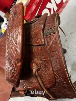 Unbranded Horse Saddle Western Leather Racing Saddle 16 Seat and 8 Gullet