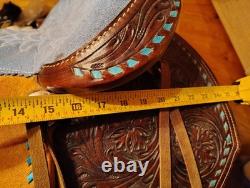 Unbranded western saddle, suede seat and fenders, 14.5 seat, wide tree