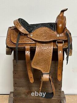 Used 10 Brown Western Horse Leather Pony Kids Saddle