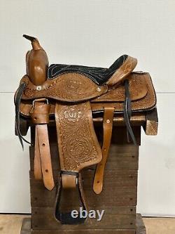 Used 10 Brown Western Horse Leather Pony Kids Saddle