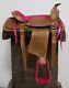 Used 10 Pink Brown Western Horse Leather Pony Kids Saddle