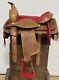 Used 10 Pony Kids Red Seat Saddle Western Horse Leather