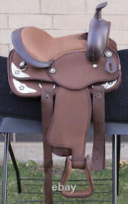 Used 12 13 Youth Kids Western Barrel Racing Show Trail Synthetic Horse Saddle