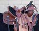 Used 13 Youth Kids Roping Roper Ranch Trail Western Leather Comfy Horse Saddle