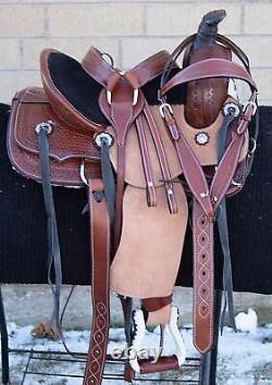 Used 13 Youth Kids Roping Roper Ranch Trail Western Leather Comfy Horse Saddle