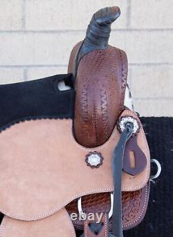 Used 13 Youth Kids Roping Roper Ranch Trail Western Leather Comfy Horse Saddle