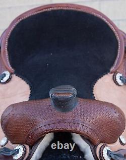 Used 13 Youth Kids Roping Roper Ranch Trail Western Leather Comfy Horse Saddle