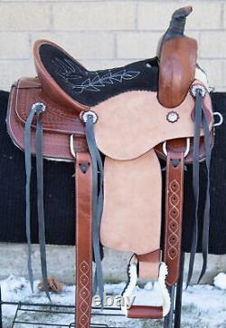 Used 13 Youth Kids Western Quarter Horse Leather Roping Ranch Trail Saddle