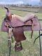 Used 13 Brown Tooled Leather Youth/child's Western Saddle Withsuede Seat Us Made