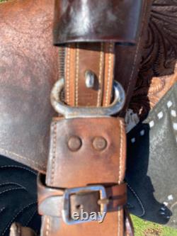 Used 13 youth Western barrel saddle withhand painted flowers