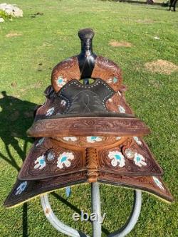 Used 13 youth Western barrel saddle withhand painted flowers