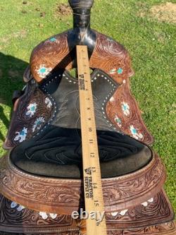 Used 13 youth Western barrel saddle withhand painted flowers