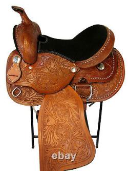 Used 14 15 16 Floral Tooled Horse Pleasure Barrel Racing Western Saddle