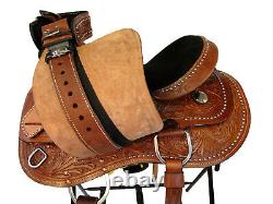 Used 14 15 16 Floral Tooled Horse Pleasure Barrel Racing Western Saddle