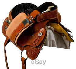 Used 14 15 16 Western Show Barrel Racing Trail Leather Horse Saddle Tack Set