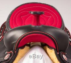 Used 14 Red Crystal Cordura Western Synthetic Pleasure Trail Show Horse Saddle