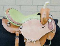 Used 14 Western Barrel Racing Pleasure Trail Hand Carved Leather Horse Saddle