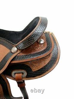 Used 15 16 17 Western Saddle Barrel Racing Pleasure Floral Tooled Leather Tack