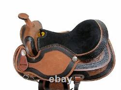 Used 15 16 17 Western Saddle Barrel Racing Pleasure Floral Tooled Leather Tack