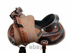 Used 15 16 17 Western Saddle Barrel Racing Pleasure Floral Tooled Leather Tack