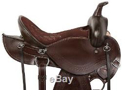 Used 15 16 17 Western Trail Pleasure Horse Saddle Leather Comfy Round Skirt