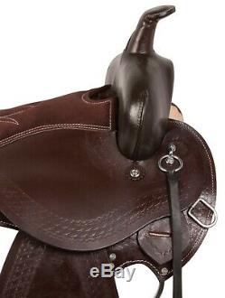 Used 15 16 17 Western Trail Pleasure Horse Saddle Leather Comfy Round Skirt