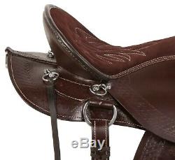 Used 15 16 17 Western Trail Pleasure Horse Saddle Leather Comfy Round Skirt