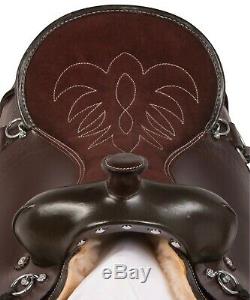 Used 15 16 17 Western Trail Pleasure Horse Saddle Leather Comfy Round Skirt