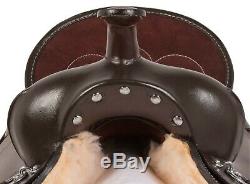Used 15 16 17 Western Trail Pleasure Horse Saddle Leather Comfy Round Skirt