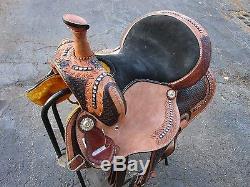 Used 15 16 Barrel Racing Baste Weave Tooled Trail Show Western Horse Saddle