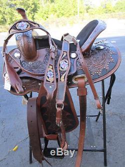 Used 15 16 Barrel Racing Silver Show Trail Pleasure Leather Western Horse Saddle
