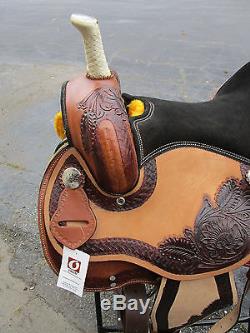Used 15 16 Barrel Racing Trail Pleasure Show Tooled Leather Horse Western Saddle