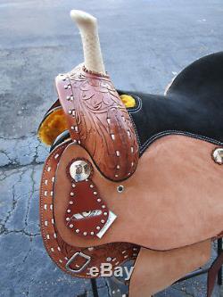 Used 15 16 Barrel Racing Trail Show Pleasure Leather Western Horse Saddle Tack