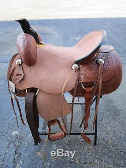 Used 15 16 Roping Ranch Pleasure Floral Tooled Leather Western Horse Saddle Tack