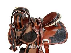 Used 15 16 Western Saddle Pleasure Horse Trail Tooled Leather Barrel Racing Tack