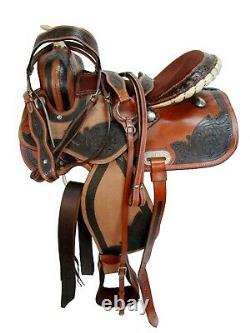 Used 15 16 Western Saddle Pleasure Horse Trail Tooled Leather Barrel Racing Tack