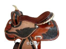 Used 15 16 Western Saddle Pleasure Horse Trail Tooled Leather Barrel Racing Tack