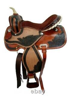 Used 15 16 Western Saddle Pleasure Horse Trail Tooled Leather Barrel Racing Tack