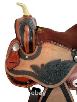 Used 15 16 Western Saddle Pleasure Horse Trail Tooled Leather Barrel Racing Tack