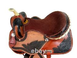 Used 15 16 Western Saddle Pleasure Horse Trail Tooled Leather Barrel Racing Tack