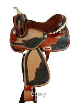 Used 15 16 Western Saddle Pleasure Horse Trail Tooled Leather Barrel Racing Tack