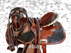 Used 15 16 Western Saddle Pleasure Horse Trail Tooled Leather Barrel Racing Tack